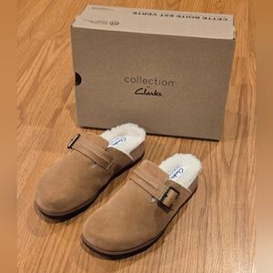 Clarks Tan Brynn Mules